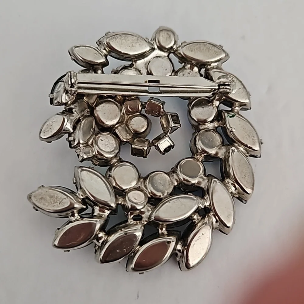 Vintage Large Aurora Borealis Navy Brooch